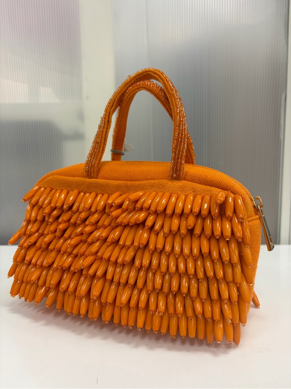a new day Orange Beaded Mini Top-Handle Bag